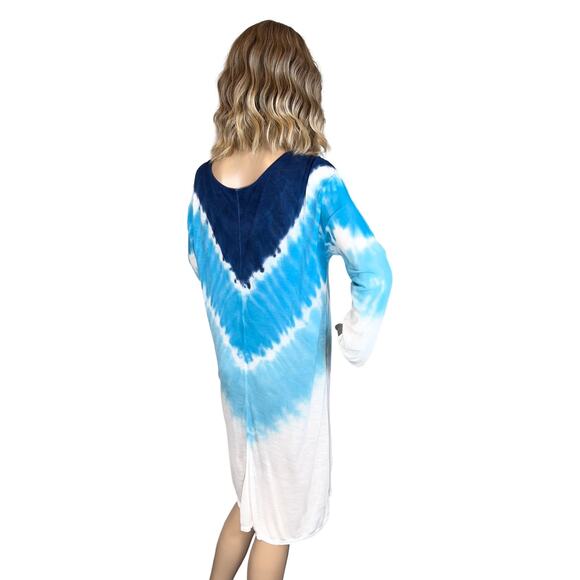 C06 Venus Long Sleeve Lightweight V Neck Tie Dye Cover Up Dress SZ M $49 - Picture 8 of 13